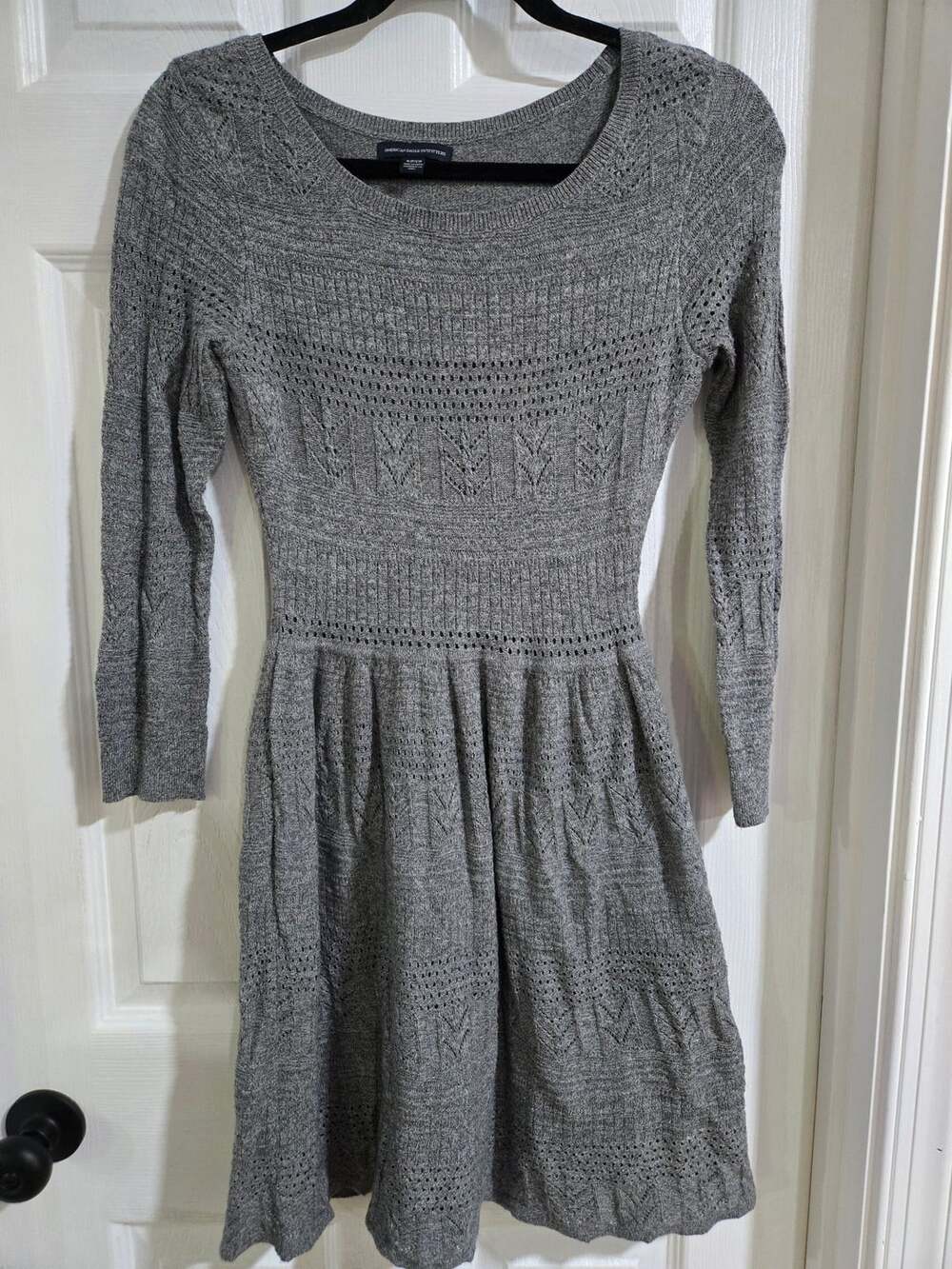 American Eagle Outfitters Sweater Dress Size S Gray Knit Scoop Neck